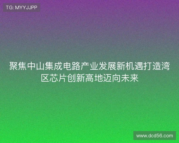 聚焦中山集成电路产业发展新机遇打造湾区芯片创新高地迈向未来
